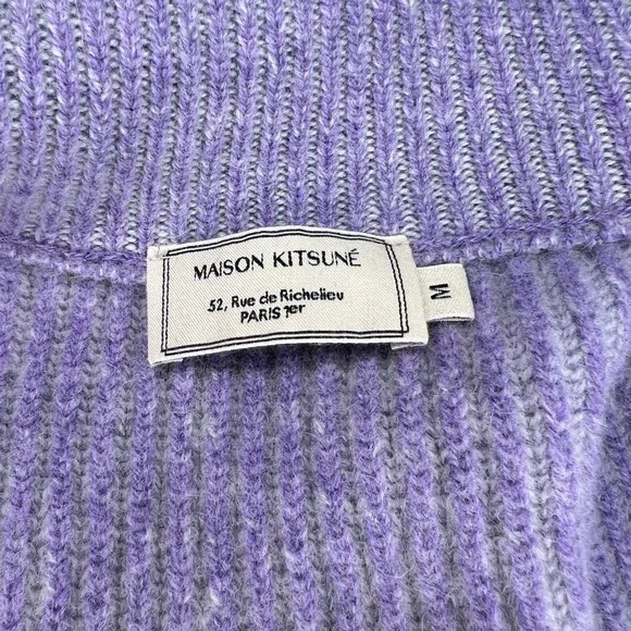 Maison Kitsuné - Ribbed Lambswool Zip-Up Cardigan - Light Purple‎ - Medium $445